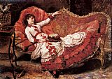 Eduardo Leon Garrido Canvas Paintings - An Elegnat Lady in a Red Dress